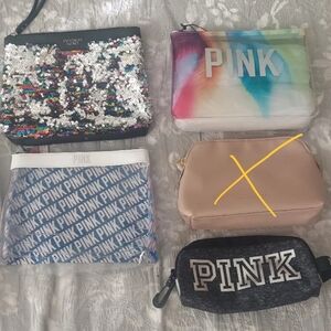 4 Piece Bundle Of Victoria's Secret  Makeup Pouches Cosmetics Bags